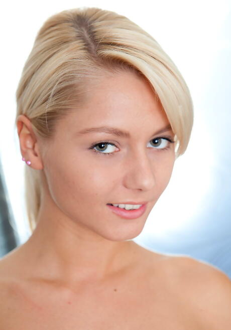 Stunning czech blond youthful Pinky June exhibiting small tits and jerking off 